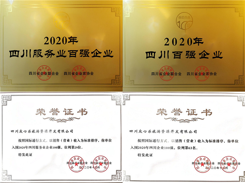 凝聚众心力量 书写汇赢担当——众心乐公司荣获2020年四川企业和四川服务业企(图2)